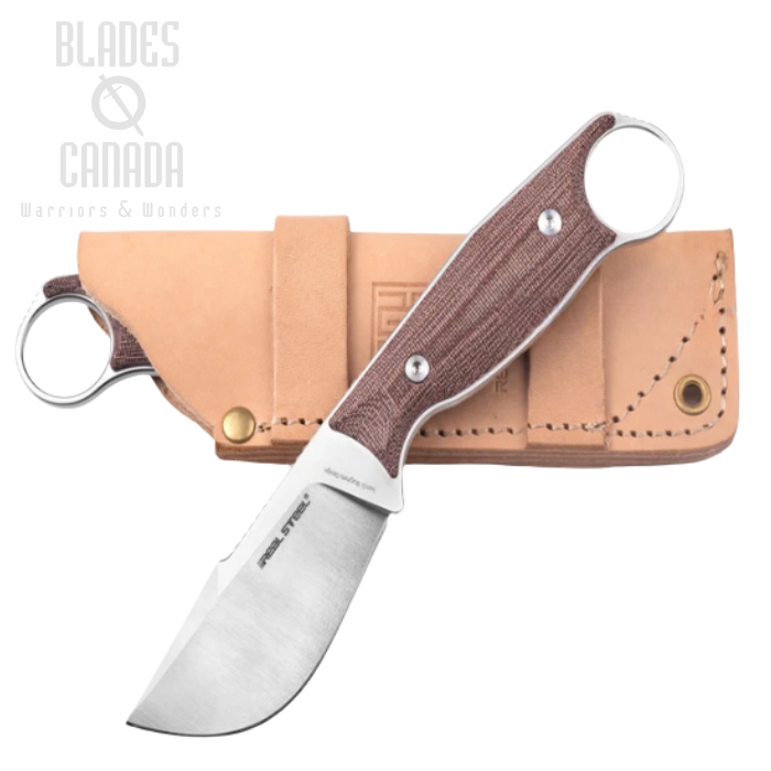Real Steel Furrier Fixed Blade Skinner Knife, N690 Satin, Micarta Red, 3611RM